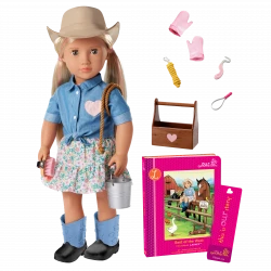 Our Generation, Lainey 18" Posable Cowgirl Doll & Storybook Best of the West with Hazel Eyes Blonde Hair Pink Highlights Accessories