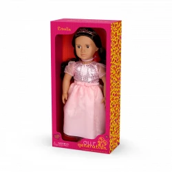 Our Generation, Estrella 46 cm Fashion Doll in Shimmery Pink Gown with Tiara, Dark-Brown Eyes That Open and Close, Wavy Dark-Brown Hair, Soft Body Dress-Up Doll for Kids Age 3+