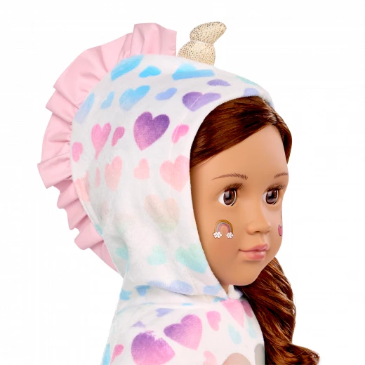 Our Generation, Dream Bright Glow-in-the-Dark Pajama Outfit for Kids Ages 3+ 18" Doll Clothes Unicorn Hood Slippers Tattoo Stickers - Our Generation - Image 4