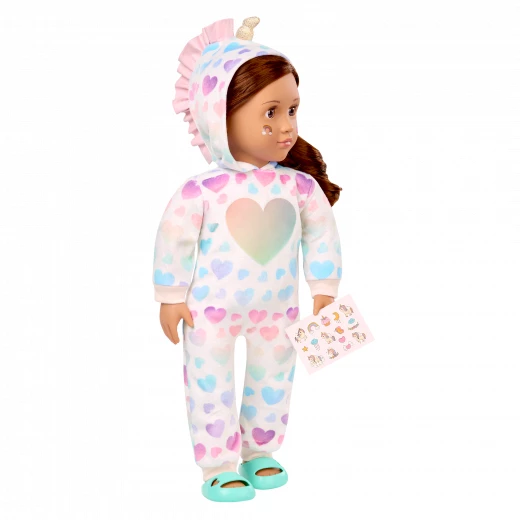 Our Generation, Dream Bright Glow-in-the-Dark Pajama Outfit for Kids Ages 3+ 18" Doll Clothes Unicorn Hood Slippers Tattoo Stickers - Our Generation - Image 5