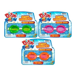 JARU, Dive Fun Adjustable Kids Swim Goggles Neon Colors Pool and Beach Activity Swimming Accessories for Boys and Girls Ages 6 Plus Random Colors