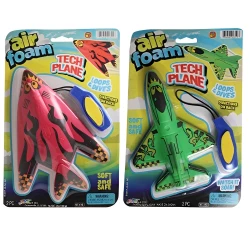 JARU, Air Foam Tech Plane Foam Flying Toy with Launch Cord for Kids Age 6 Plus Interactive High Flying Stunt Plane Random Color
