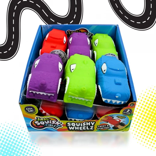 JARU, Squishy Wheelz Car Toy Twist Stretch Play Fidget Stress Relief Kids Party Favor Fun Collectible Assorted Colors Slow Rise Foam - Jaru - Image 5