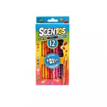 Scentos, 12 Scented Coloured Pencils Kids Fruity Scented Creative Drawing And Colouring Set With Scratch N Sniff Scented Erasers Safe Non-Toxic Art School Travel Age 3+ - Scentos