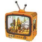 Egyptian Pyramids 3D Puzzle Retro TV Design DIY Kit with LED Light 89 Wooden Pieces for Ages 12+ Creative Historical Decoration - K Toys