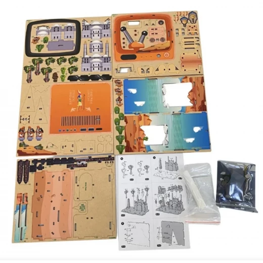 Egyptian Pyramids 3D Puzzle Retro TV Design DIY Kit with LED Light 89 Wooden Pieces for Ages 12+ Creative Historical Decoration - K Toys - Image 8