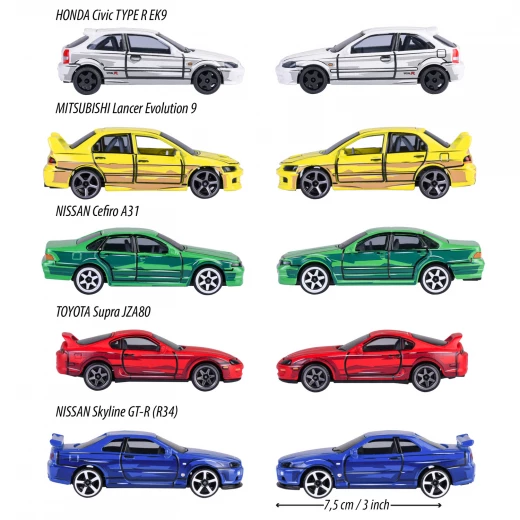 Majorette, Japan Series Tune Ups Series 2 Diecast Cars Gift Pack 5pcs 1:64 Chrome Effect Tuning 7 Surprises 18 Collectible Models Rare Super Rare Ultra Rare 5+ - MAJORETTE - Image 5