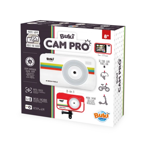 Buki, CamPro 2 in 1 Camera Travel and Sport Modes 48MP Ultra Sharp Photos 1080P Full HD Videos Autofocus 16x Digital Zoom 7cm Screen Silicone Case 16GB Micro SD Card Rechargeable Battery for Kids Ages 8 and Up Buki, CamPro 2 in 1 Camera Travel and Sport Modes 48MP Ultra Sharp Photos 1080P Full HD Videos Autofocus 16x Digital Zoom 7cm Screen Silicone Case 16GB Micro SD Card Rechargeable Battery for Kids Ages 8 and Up