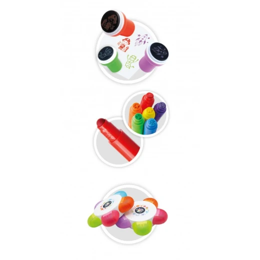 Buki, Activity Box Stamps Set Over 45 Stamps 20 Page Activity Booklet 30 Self Inking Stamps 6 Markers with Stamps 2 Stamp Flowers 5 Borders Suitable for Kids Ages 3 and Up - Buki - Image 3