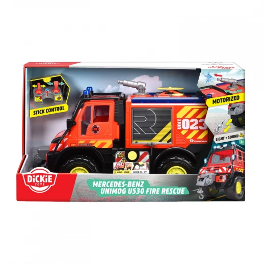 Dickie, Unimog U530 Heavy Rescue Fire Truck with Roof Water Cannon, Functional Crane, Two Drones with Launch Ramps, Lights and Sounds, Opening Doors, Realistic Play for Children Aged 3 Years and Older Dickie, Unimog U530 Heavy Rescue Fire Truck with Roof Water Cannon, Functional Crane, Two Drones with Launch Ramps, Lights and Sounds, Opening Doors, Realistic Play for Children Aged 3 Years and Older