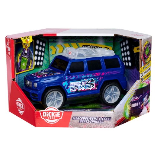 Dickie, Mercedes-Benz G-Class Beat Spinner 23 cm Motorized Spin and Bump & Go EDM Music LED Lights Official Licensed Toy for Kids Age 3+