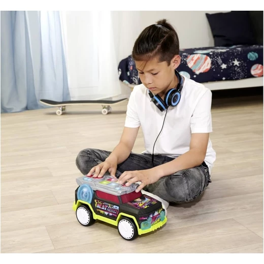 Dickie, Streets N Beatz Hero DJ Music Car 33.5 cm with 22 Sounds 3 Music Modes LED Light Show Record and Challenge Mode Freewheel Toy for Kids Age 3+ - Dickie - Image 2