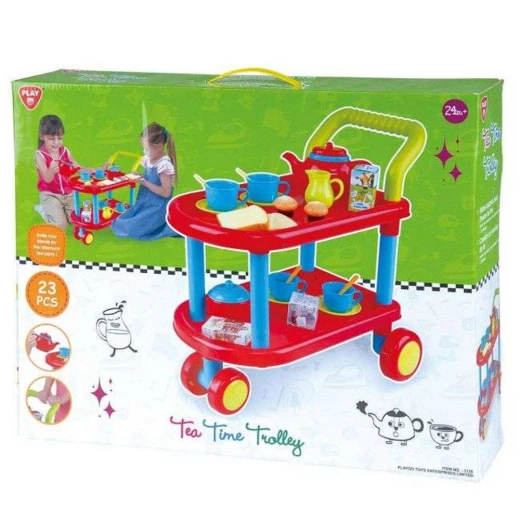 PlayGo Tea Time Trolley Set for Kids 23 Piece Role Play Fun Imaginative Play