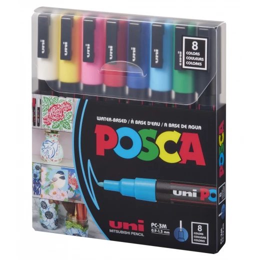 Uni-Ball | Uni Posca Paint Marker Set PC-3M | 8 Colors Uni-Ball | Uni Posca Paint Marker Set PC-3M | 8 Colors