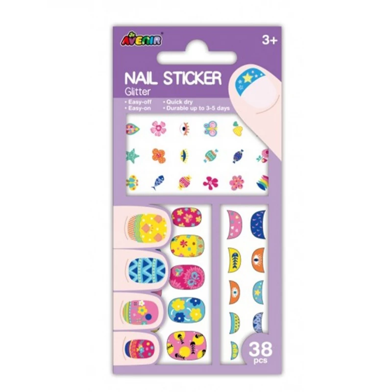 AVENIR - Nail Sticker Glitter - Flower - AVENIR