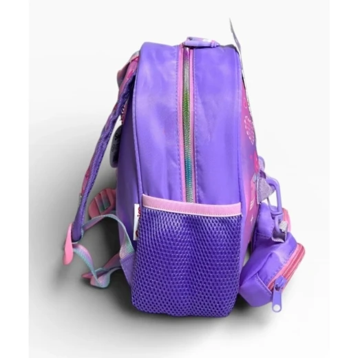 VEST, Kuromi Small Backpack 10 Inch Cartoon Design Kids School Bag Front Round Pockets Side Bottle Holders Durable Polyester Water Resistant Compact Size for Daily Use - Vest - Image 4