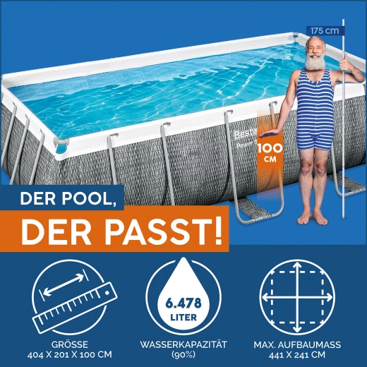 Bestway , Power Steel Rectangular Pool , 404 x 201 x 100 cm - Bestway - Image 7