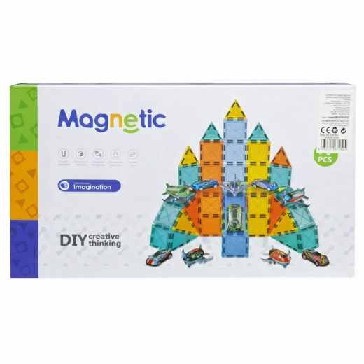 Magnetic Building Blocks Cars and Airplane Park Set with 59 Pieces Rolling Ball Tracks Creative Educational Construction Toy for Kids Age 3+ Magnetic Building Blocks Cars and Airplane Park Set with 59 Pieces Rolling Ball Tracks Creative Educational Construction Toy for Kids Age 3+