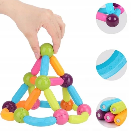 Magnetic Building Sticks Construction Set for Kids Creative Educational Learning Toy with Colorful Design Flexible Assembly and Strong Magnetic Connections 84 Pieces for Children Age 3+ - K Toys - Image 2