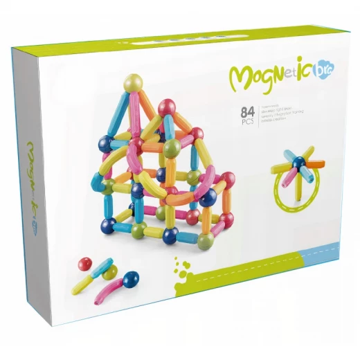 Magnetic Building Sticks Construction Set for Kids Creative Educational Learning Toy with Colorful Design Flexible Assembly and Strong Magnetic Connections 84 Pieces for Children Age 3+ Magnetic Building Sticks Construction Set for Kids Creative Educational Learning Toy with Colorful Design Flexible Assembly and Strong Magnetic Connections 84 Pieces for Children Age 3+