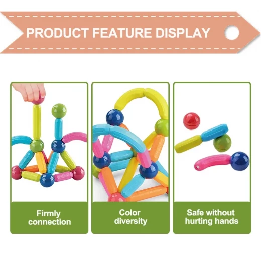 Magnetic Building Sticks Construction Set for Kids Creative Educational Learning Toy with Colorful Design Flexible Assembly and Strong Magnetic Connections 36 Pieces for Children Age 3+ - K Toys - Image 2