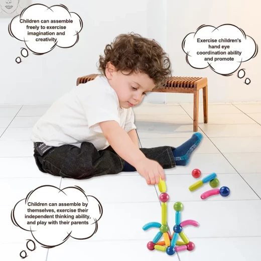 Magnetic Building Sticks Construction Set for Kids Creative Educational Learning Toy with Colorful Design Flexible Assembly and Strong Magnetic Connections 36 Pieces for Children Age 3+ - K Toys - Image 5