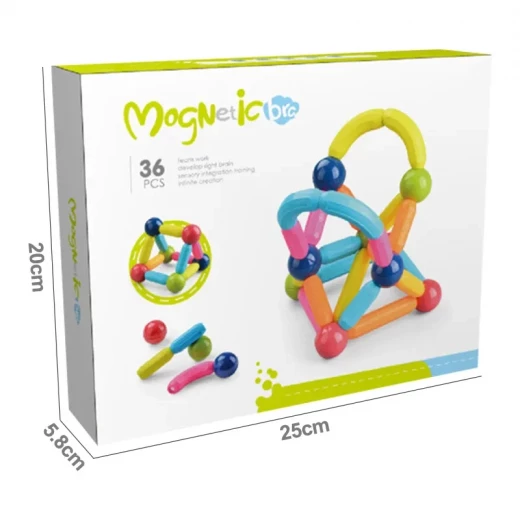 Magnetic Building Sticks Construction Set for Kids Creative Educational Learning Toy with Colorful Design Flexible Assembly and Strong Magnetic Connections 36 Pieces for Children Age 3+ - K Toys - Image 7