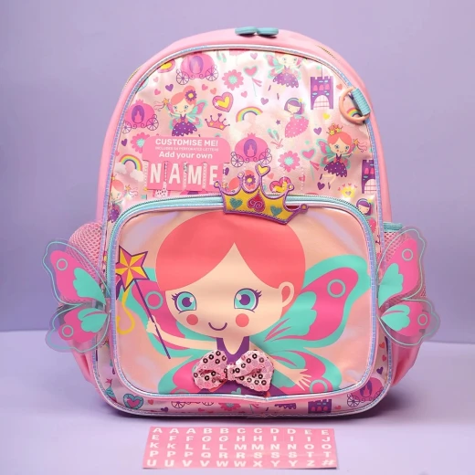 VEST, Princess Themed Small Backpack 13 Inch Cartoon Design Front Pocket Side Pockets Double Zip Durable Materials Adjustable Straps Name Label Customization Compact Size for School and Daily Use - Vest - Image 2
