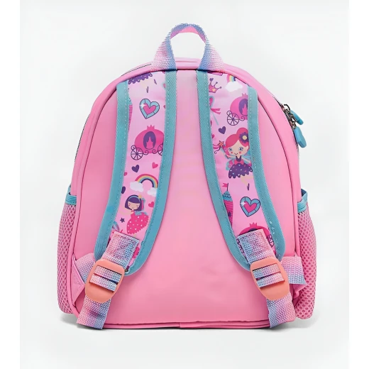 VEST, Princess Themed Small Backpack 10 Inch Cartoon Design Hanging Pockets Adjustable Straps Durable Polyester Breathable Back Panel Compact Size Perfect for School and Daily Use - Vest - Image 2