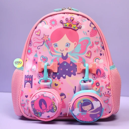 VEST, Princess Themed Small Backpack 10 Inch Cartoon Design Hanging Pockets Adjustable Straps Durable Polyester Breathable Back Panel Compact Size Perfect for School and Daily Use - Vest - Image 3