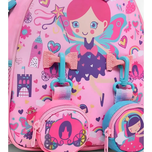 VEST, Princess Themed Small Backpack 10 Inch Cartoon Design Hanging Pockets Adjustable Straps Durable Polyester Breathable Back Panel Compact Size Perfect for School and Daily Use - Vest - Image 4