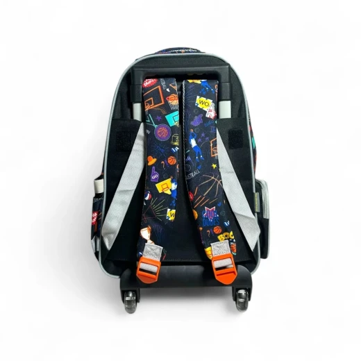VEST, Trolley Backpack Kids School Bag Versatile Front Design Multiple Compartments 30L Capacity Sturdy Wheels Telescopic Handle Practical and Stylish - Vest - Image 5