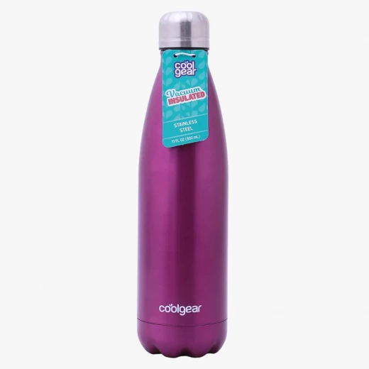 Cool Gear, Stainless Steel Water Bottle, Purple, 17 oz Cool Gear, Stainless Steel Water Bottle, Purple, 17 oz