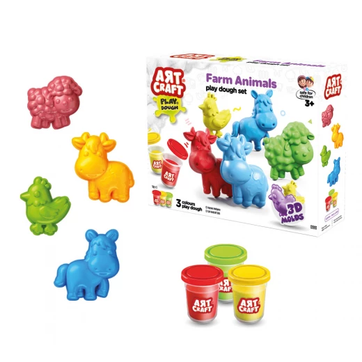 Art Craft, Farm Animals Dough Set 168 Gr for Creative Play, Imaginative Farm Animal Making, Dexterity and Motor Skill Development for Kids - Art Craft - Image 3