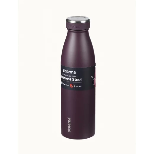Sistema, Stainless Steel Bottle, Midnight Plum, 500 ml - Sistema - Image 2