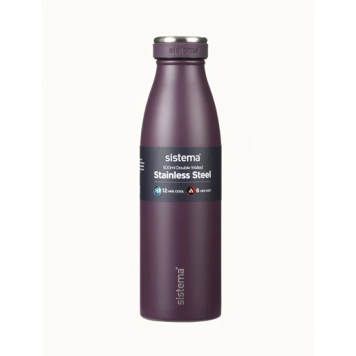 Sistema, Stainless Steel Bottle, Midnight Plum, 500 ml Sistema, Stainless Steel Bottle, Midnight Plum, 500 ml