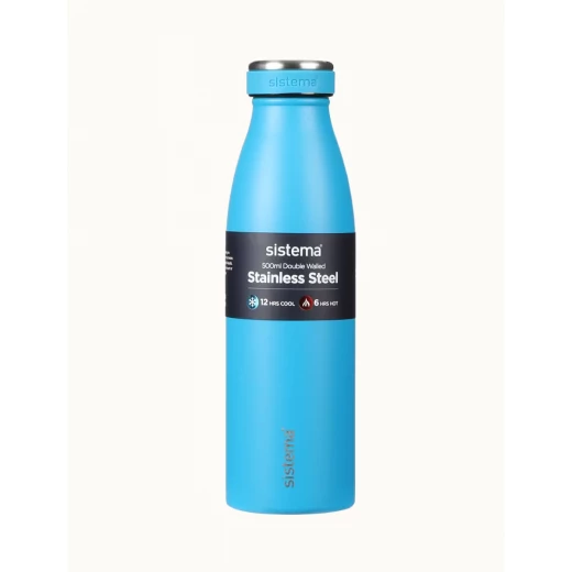 Sistema, Stainless Steel Bottle, Blue, 500 ml Sistema, Stainless Steel Bottle, Blue, 500 ml