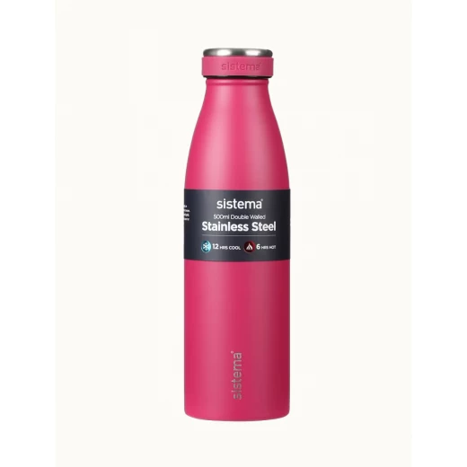 مطرة ستانلس ستيل, باللون الفوشي, 500 مل من سيستيما مطرة ستانلس ستيل, باللون الفوشي, 500 مل من سيستيما