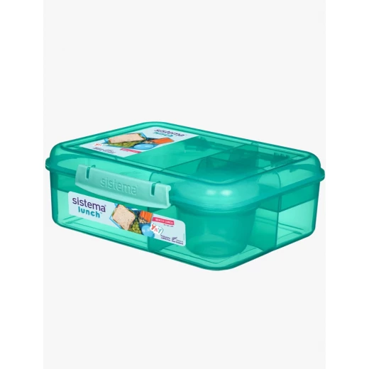Sistema, Bento Colored Lunch Box with Yogurt Pot, Green, 1.65 L Sistema, Bento Colored Lunch Box with Yogurt Pot, Green, 1.65 L
