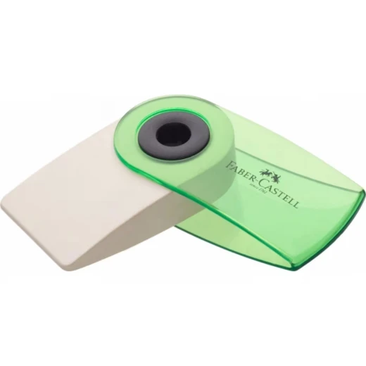 Faber Castell, Mini Sleeve Eraser Translucent Protective Cover Clean Dust Container Precise Erasing High Quality Practical Design Available in Red Blue Black for School and Office Use, One Piece, Random Color - Faber Castell - Image 2