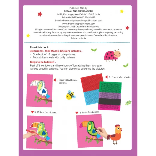 Dreamland 1500 Mosaic Stickers Book with Coloring Fun - Dreamland - Image 5