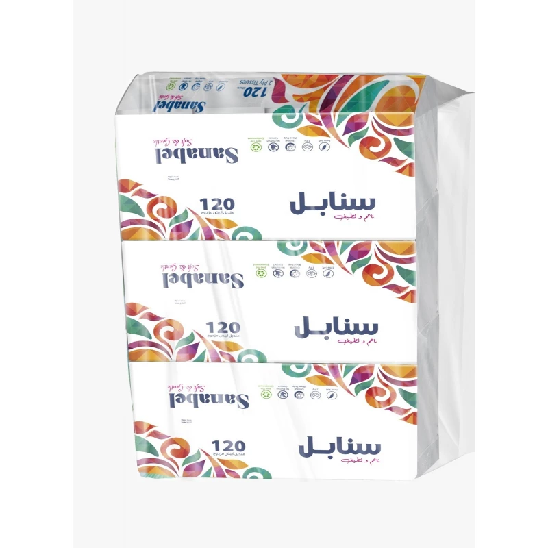 مناديل سنابل للوجه 120 منديل مزدوج *3 قطع - بيبي لايف