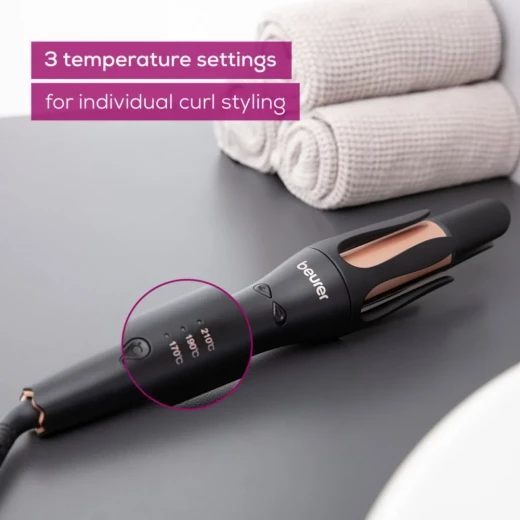 Beurer HT75 Automatic Hair Curler, Ceramic Tourmaline Coating with 4-Way Ionic Technolo, Smart Curl Timer, Anti-Tangle Design, 360° Swivel Cord, Smooth, Shiny Curls - Beurer - Image 4
