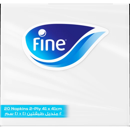 مناديل مائدة, 20 قطعة, باللون الأبيض, 41*41 سم من فاين مناديل مائدة, 20 قطعة, باللون الأبيض, 41*41 سم من فاين