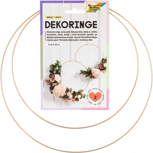 Folia Decorative Metal Rings Gold 2 Pieces (25 cm & 30 cm) Elegant DIY Craft Hoops for Wreaths, Floral Arrangements & Home Wall Decor Model 24202 Folia Decorative Metal Rings Gold 2 Pieces (25 cm & 30 cm) Elegant DIY Craft Hoops for Wreaths, Floral Arrangements & Home Wall Decor Model 24202