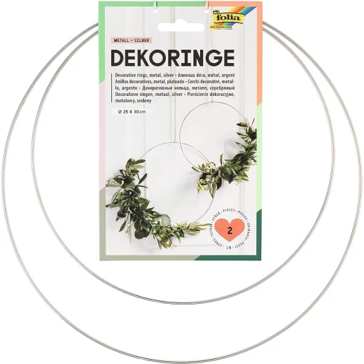 Folia Decorative Metal Rings Silver 2 Pieces (25 cm & 30 cm) Versatile DIY Craft Hoops for Home Decor, Wreaths, Floral Arrangements & Wall Hanging Projects Model 24203 Folia Decorative Metal Rings Silver 2 Pieces (25 cm & 30 cm) Versatile DIY Craft Hoops for Home Decor, Wreaths, Floral Arrangements & Wall Hanging Projects Model 24203