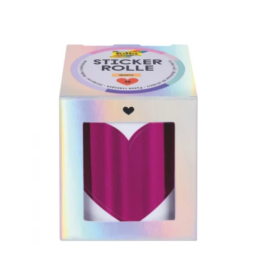 Folia Sticker Roll Heart Motif 3 Meter Roll with 48 Self-Adhesive Stickers Ideal for Crafts, Scrapbooking, Gift Wrapping & Decoration Projects Folia Sticker Roll Heart Motif 3 Meter Roll with 48 Self-Adhesive Stickers Ideal for Crafts, Scrapbooking, Gift Wrapping & Decoration Projects