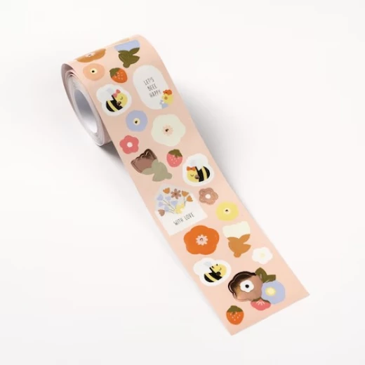 Folia Sticker Roll Flowers & Bees Theme 320 Self-Adhesive Paper Stickers with Hot Foil Accents Eco-Friendly, FSC-Certified Ideal for Scrapbooking, Gift Wrapping & Crafts (0.6–4.1 cm) - Folia - Image 2