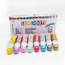 Foska Bright Washable Dot Markers Set, 8 x 60ml, Non-Toxic, Safe for Kids, Shiny Colors, Easy to Clean