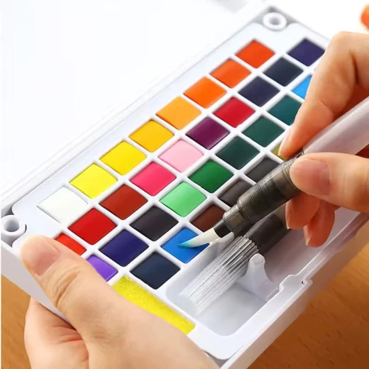 Foska Quality Solid Watercolor Paint Set, 36 Colors, Long-Lasting Pigments, Durable Pans Resistant to Chipping and Cracking, Easy Brush Application, Ideal for Painting, Drawing, School Art and Creative Crafts for Artists and Hobbyists - Foska - Image 2